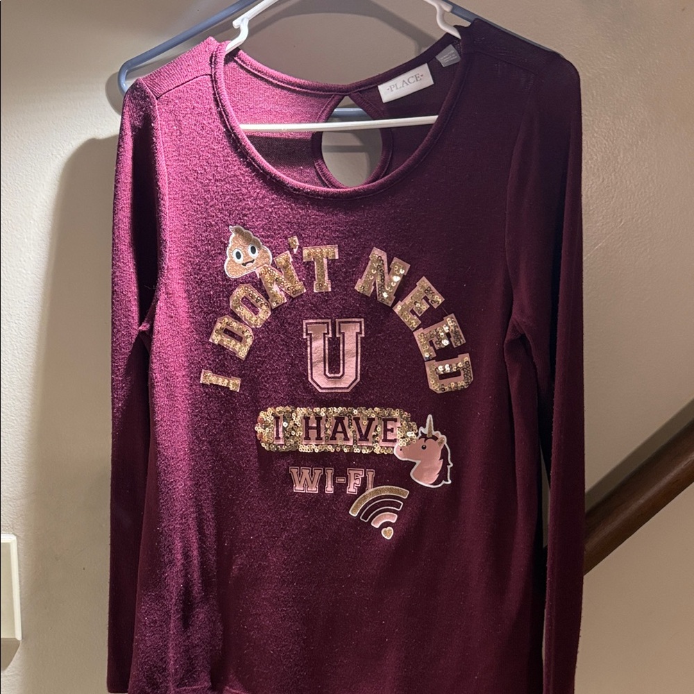 Justice Burgundy Long Sleeve Shirt